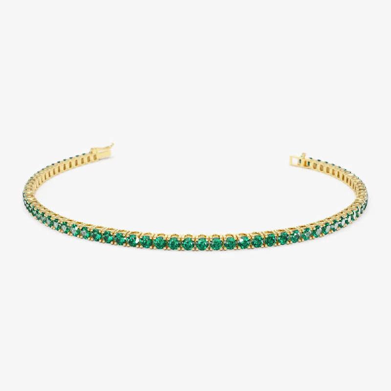 14k Prong Setting Emerald Tennis Bracelet