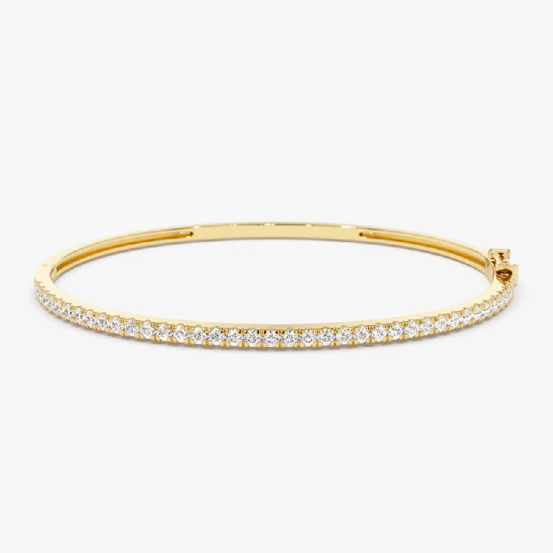 14k Stacking Micro Pave Diamond Bangle 0.90 ctw