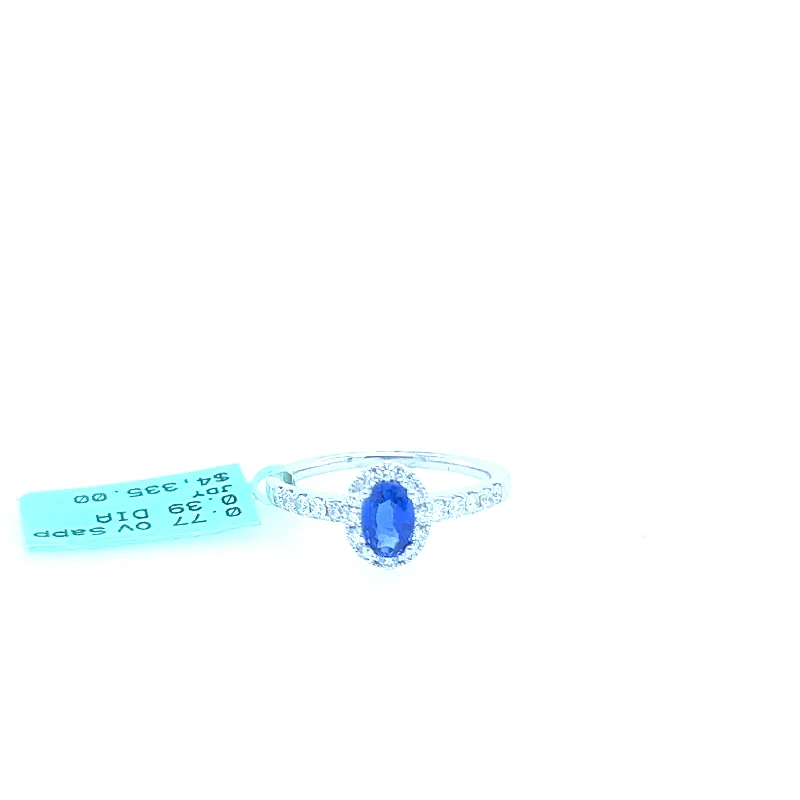 14K White Gold Sapphire and Diamond Ring