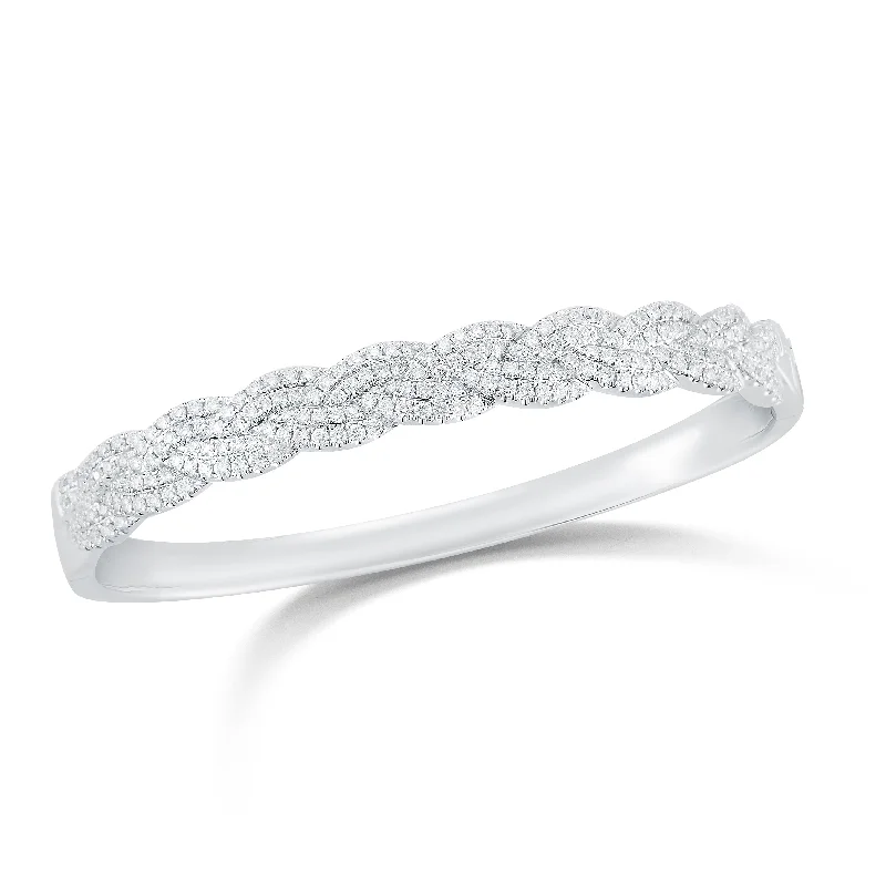 Diamond Braided Bangle Bracelet