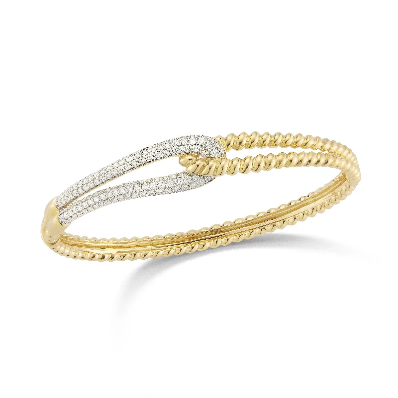 Large Diamond Linked Rope Bangle Bracelet