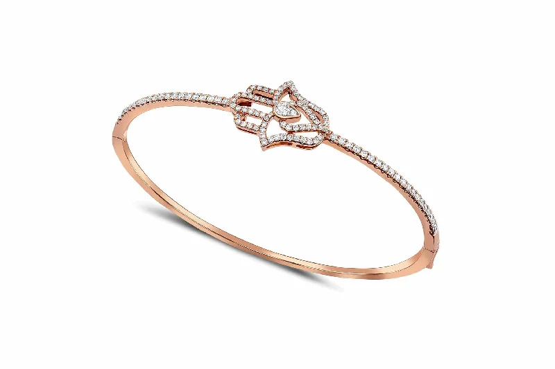 18kt Rose Gold Diamond Hamsa Bangle