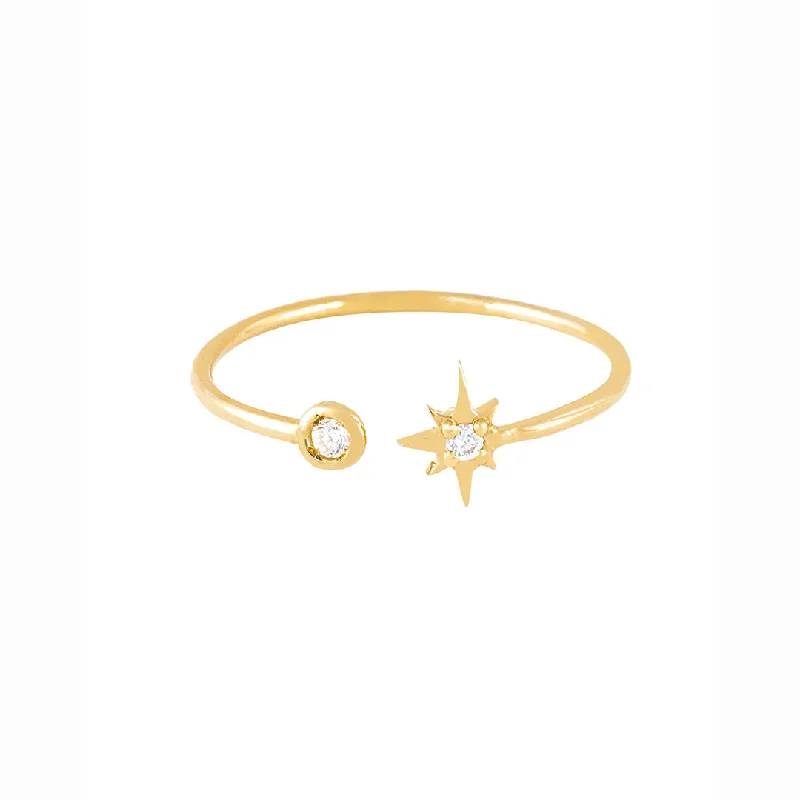 Follow the Northern Star 18K Gold Ring w. Diamonds