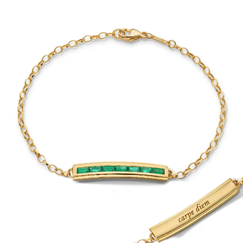 Baguette Emerald "Carpe Diem" Petite Poesy Bracelet