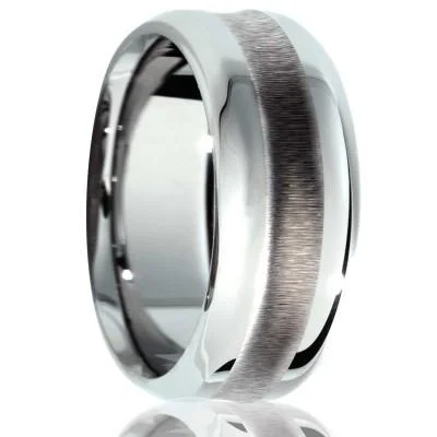 CENTERPIECE | Men's Wedding Ring | Tungsten | Textured Center | 6mm & 8mm