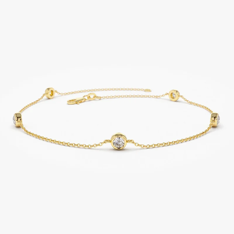 14K Gold 5 Stone 0.50ctw Diamond by The Yard Solitaire Bracelet