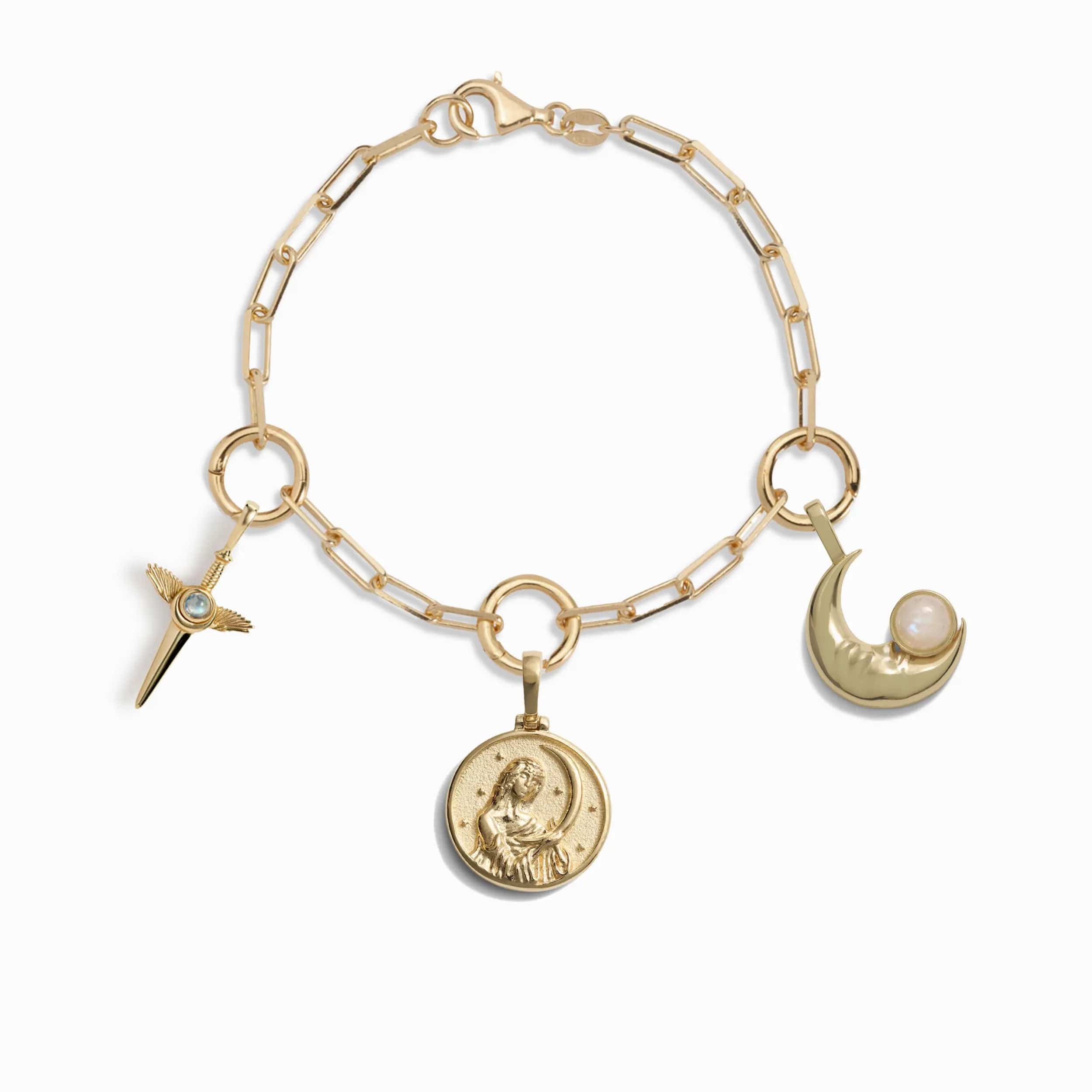 Crescent Moon Charm Bracelet Set