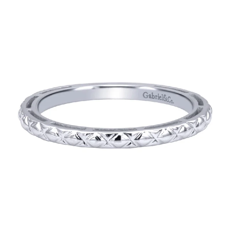 Criss Cross Designer White Gold Band