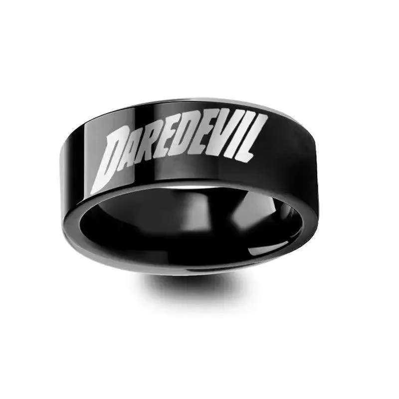 Daredevil The Man Without Fear Superhero Symbol Engraved Black Tungsten Ring - 4mm - 12mm