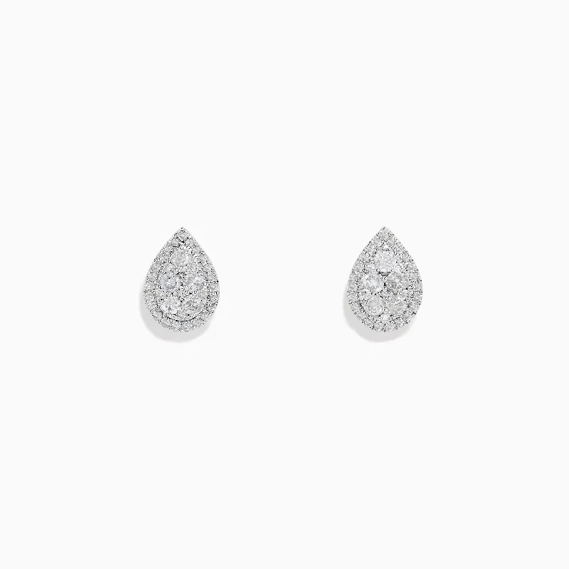 925 Sterling Silver Diamond Pear Shaped Stud Earrings