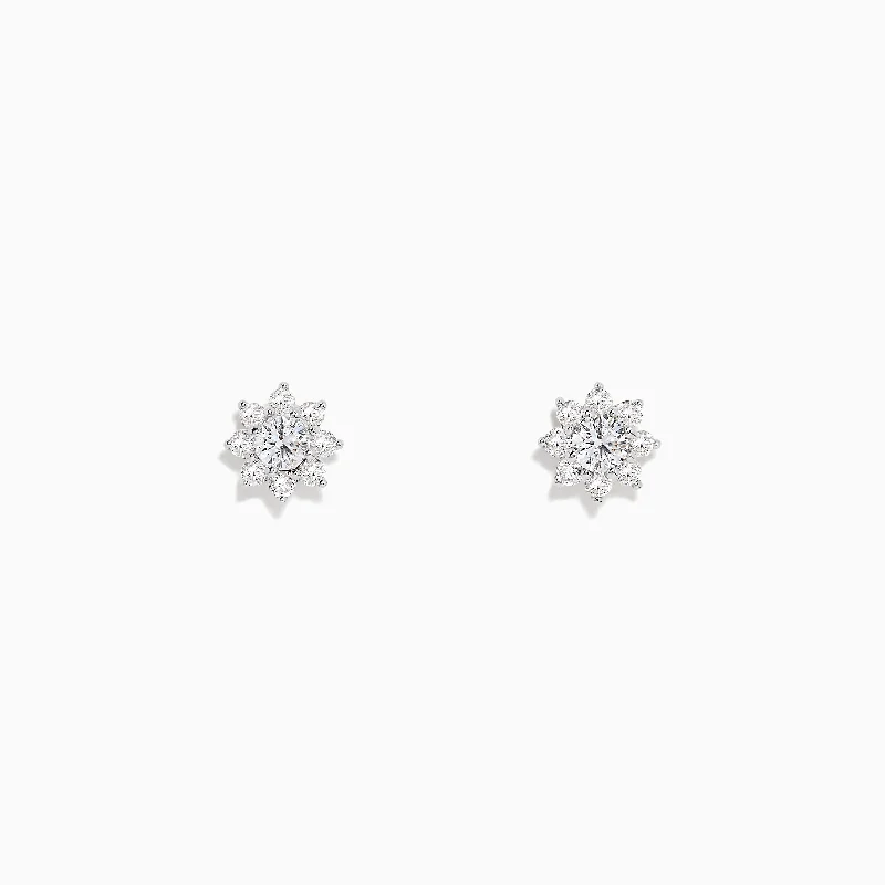 Bouquet 14K White Gold Diamond Flower Stud Earrings, 0.61 TCW