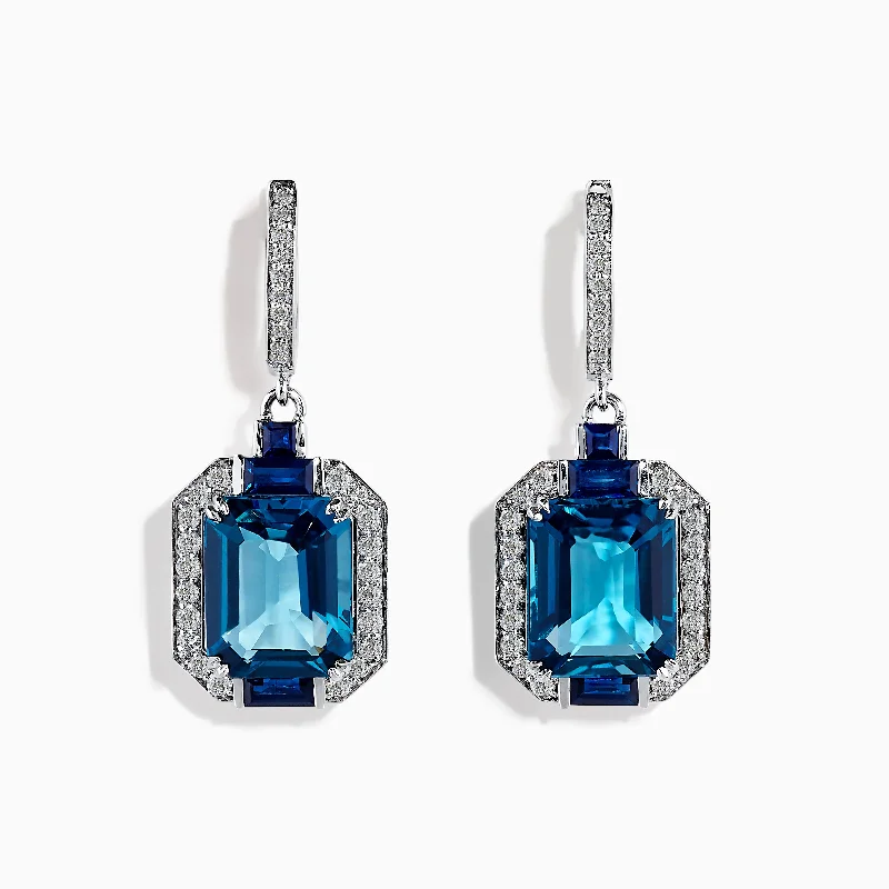 Ocean Bleu 14K Gold London Blue Topaz and Diamond Earrings, 8.74 TCW