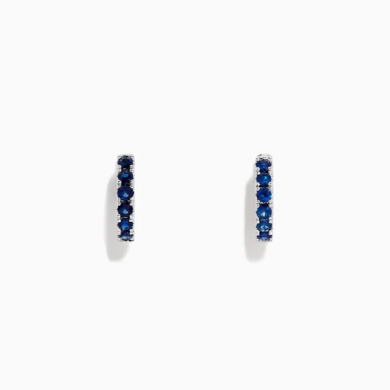 Royale Bleu 14K Gold Blue Sapphire Huggie Earrings, 0.57 TCW