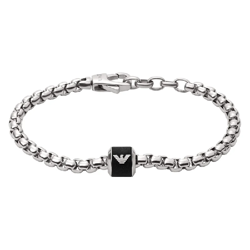 Emporio Armani Stainless Steel Black Marble Bracelet