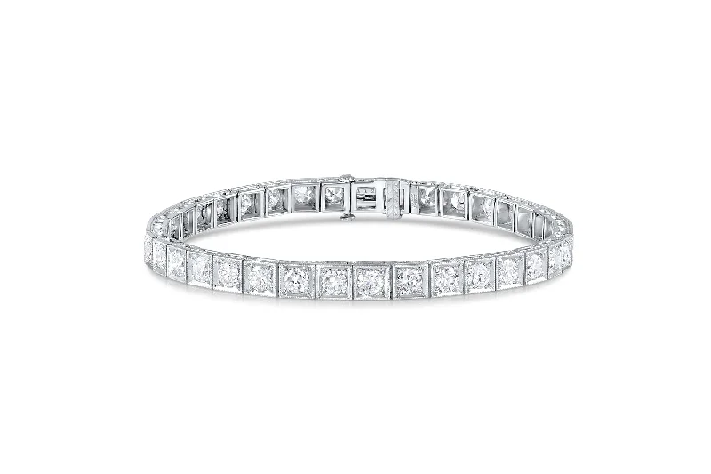 Estate Platinum & Diamond Block Bracelet, Circa 1920's