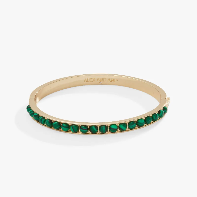 Gemstone Hinge Bangle, Reconstituted Malachite