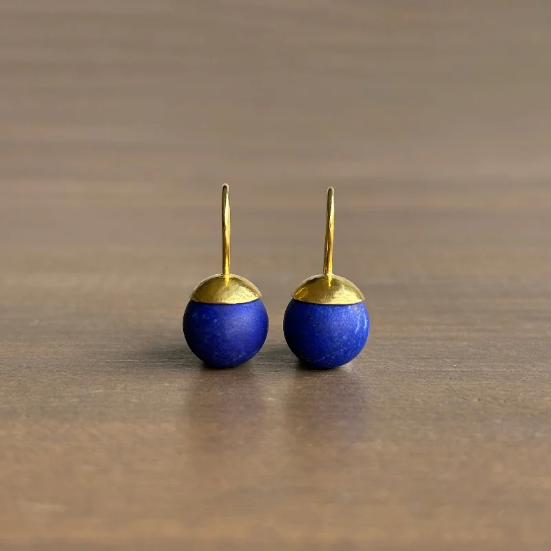 Hammered Dome Lapis Earrings