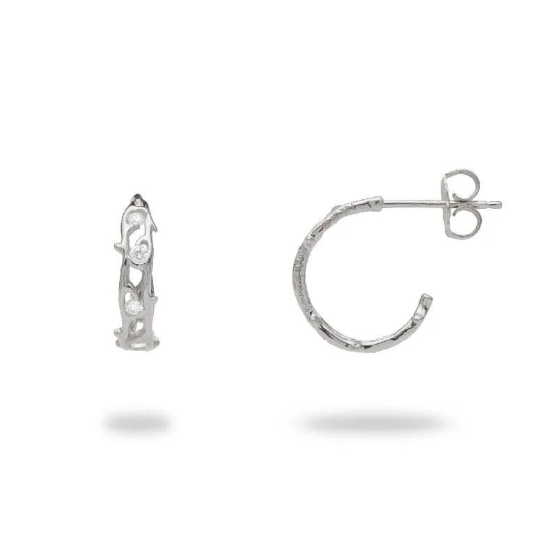 Heritage Earrings in White Gold with Diamonds - 13mm