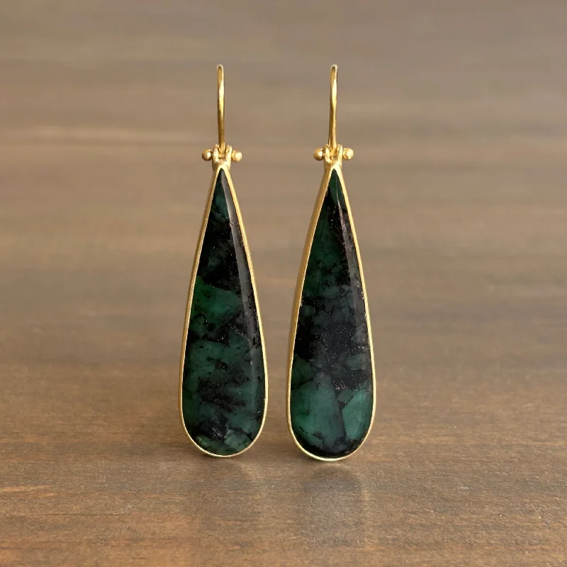 Long Emerald Teardrop Earrings