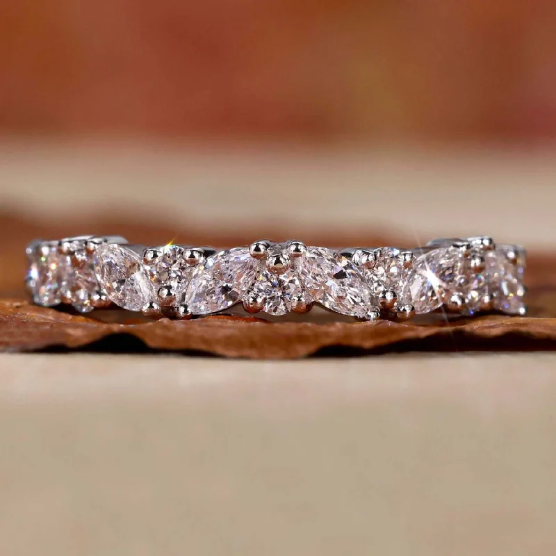 Marquise and Round Lab Grown Diamond Half Eternity Band