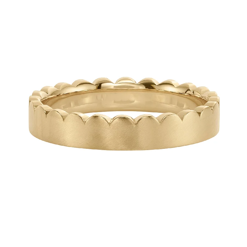 Matte Gold Scalloped Wedding Band