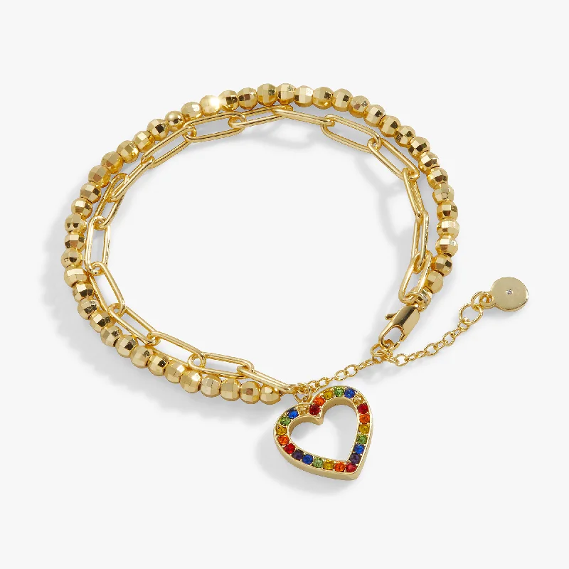 Multicolor Heart Double Layer Adjustable Bracelet