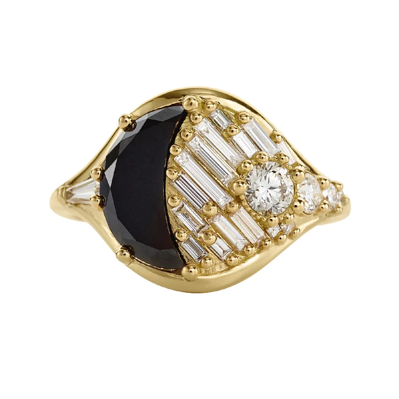 New Moon Black Diamond Engagement Ring