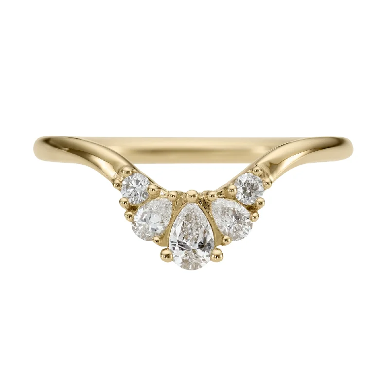 Pear & Brilliant Diamond Crown Nesting Wedding Ring