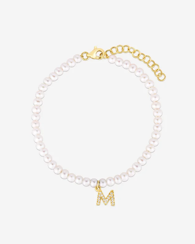 Pearl + Pavé Initial Bracelet