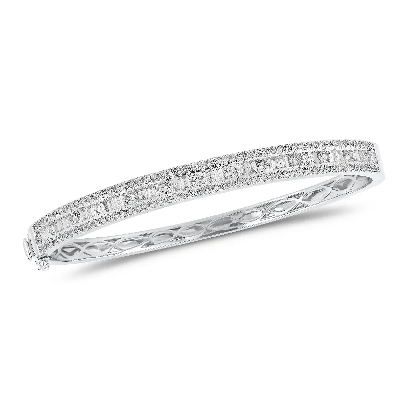 Round & Baguette Diamond Bangle