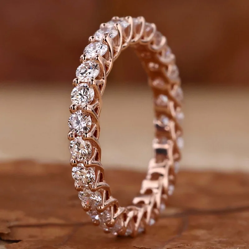 Round Lab Grown Diamond Eternity Wedding Band, Stackable Band