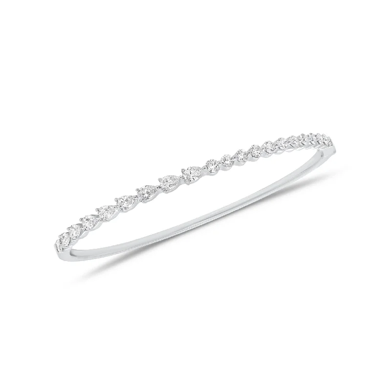 Round & Pear-Shaped Diamond Bangle Bracelet