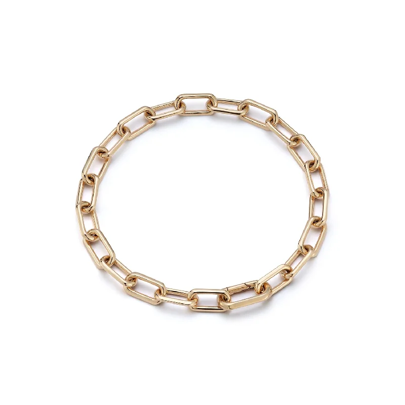 SAXON 18K GOLD CHAIN LINK BRACELET WITH ELONGATED CLASP