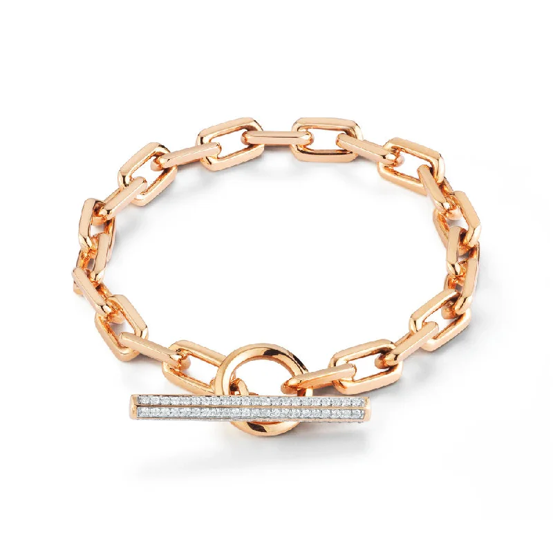 SAXON 18K DIAMOND TOGGLE CHAIN LINK BRACELET