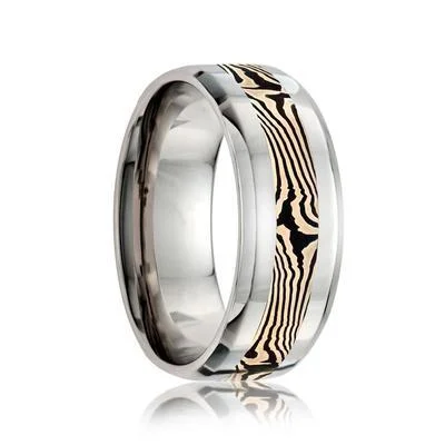 SHOAMI | Men's Wedding Ring | Cobalt Wedding Band | Mokume Gane Inlay | 8mm