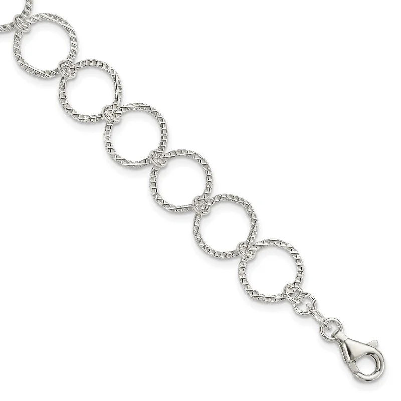 Sterling Silver 7.5-inch 10MM Fancy Lobster Clasp Bracelet