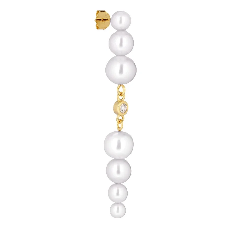 Gemela 18K Gold Plated Stud w. White Pearls & Zirconia