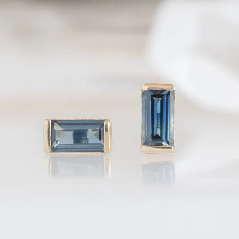 The Montana Sapphire Baguette Studs | 10K Yellow Gold