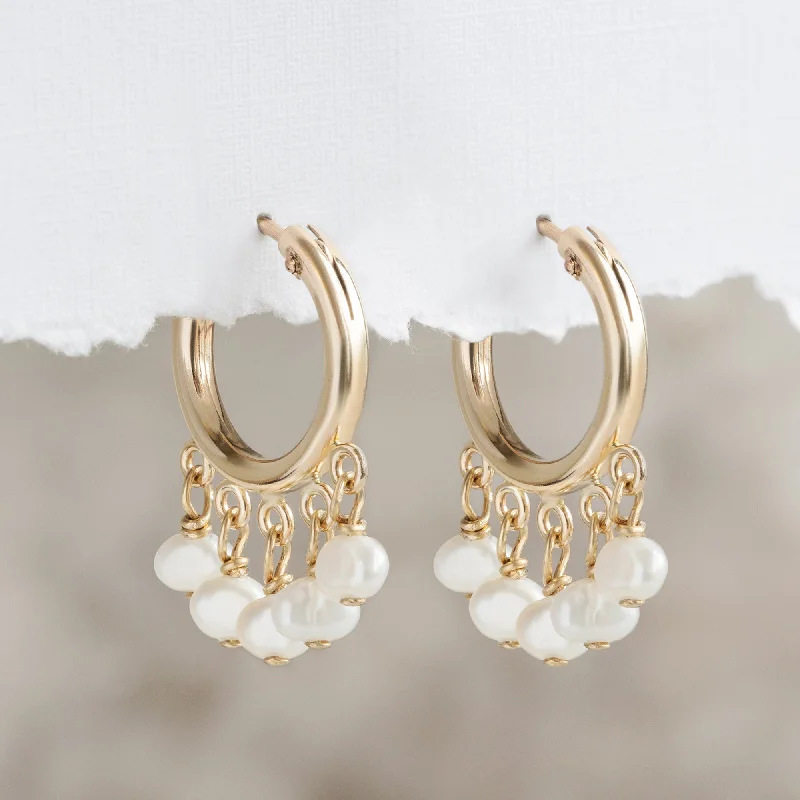 The Pearl Party Hoop Earrings | Gold Filled