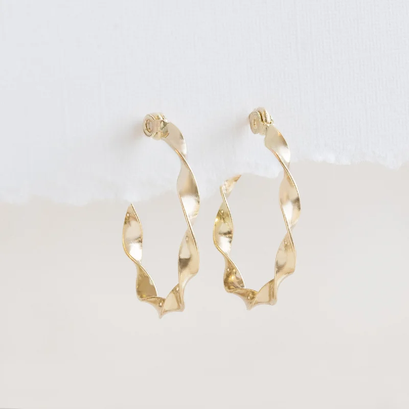 The Ribbon Hoops | 14K Yellow Gold