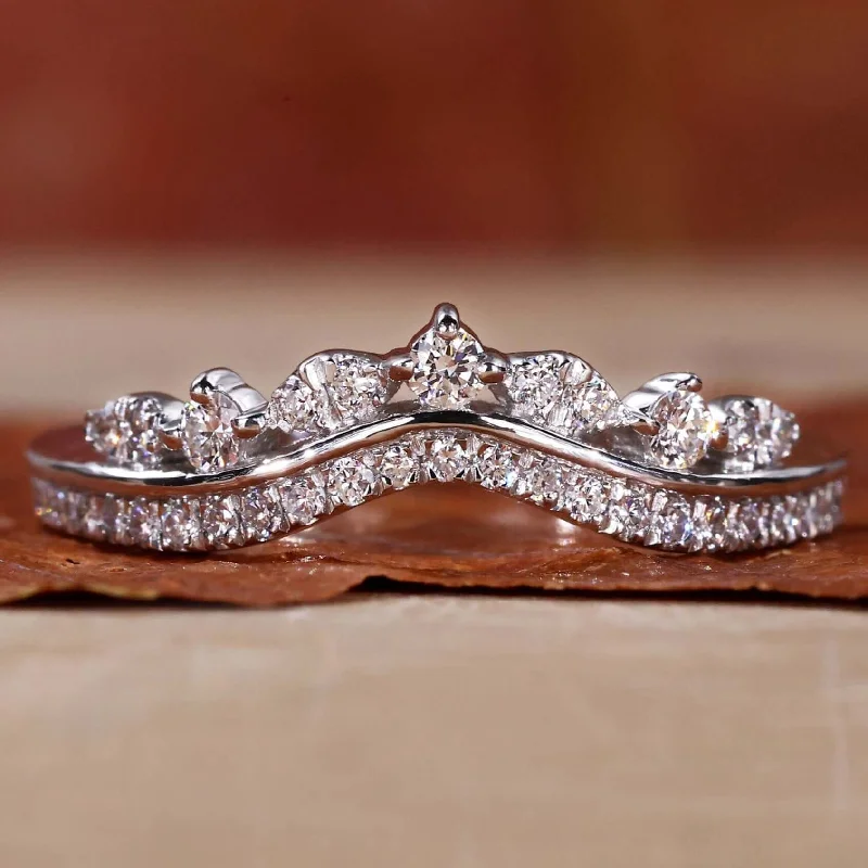 Tiara Wedding Band, Round Lab Grown Diamond Band