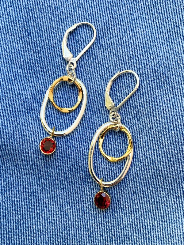 Two Tone Gemstone Ringlet Dangles