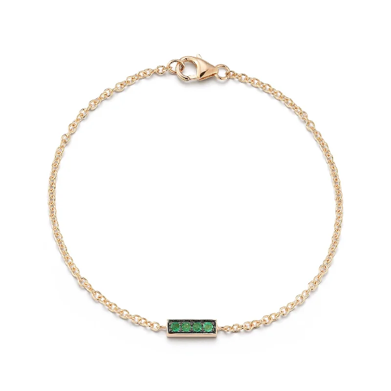 WF CLASSIC 18K GOLD AND GREEN EMERALD BAR BRACELET