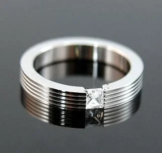 Cubic Zirconia Stud Solid Stainless Steel Ring MR023