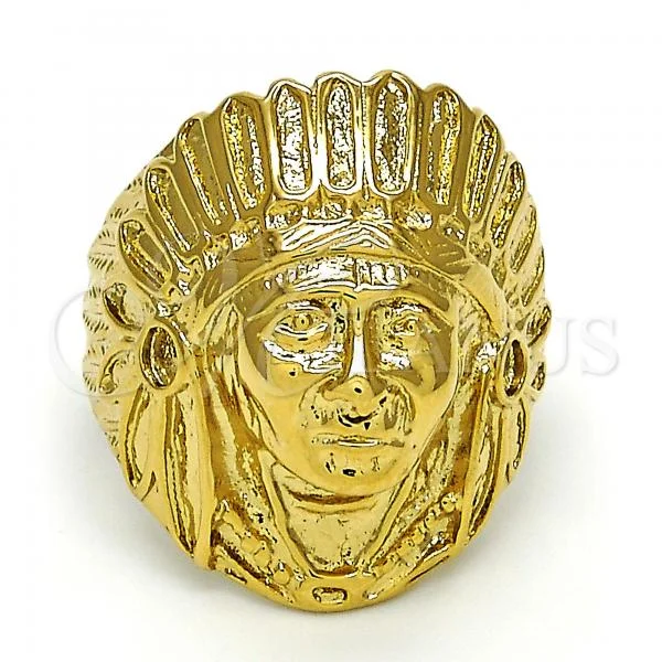 Oro Laminado Mens Ring, Gold Filled Style Polished, Golden Finish, 01.185.0008.12 (Size 12)